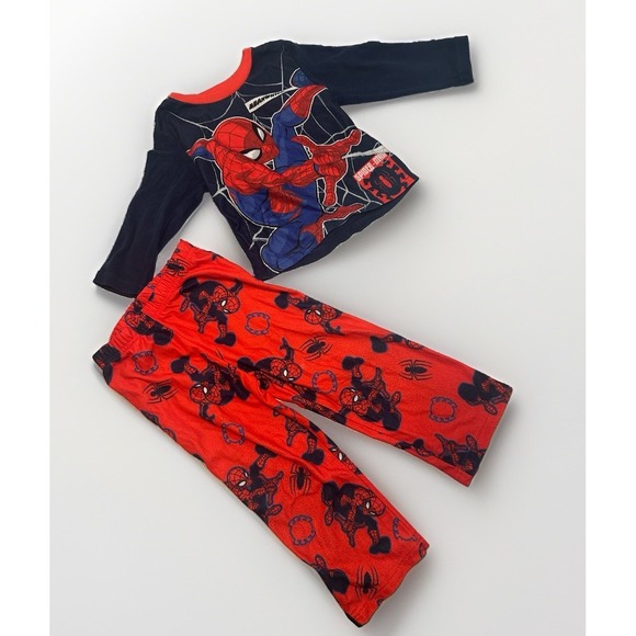 Marvel Other - Marvel Spider-Man Fleece Pajama Set Boys Size 4 Red Blue 2 Piece Sleepwear